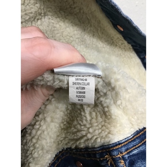 Old Navy Oversized Sherpa-Lined Boyfriend Jean Jacket Women's M Denim Cozy Coat - Picture 7 of 8